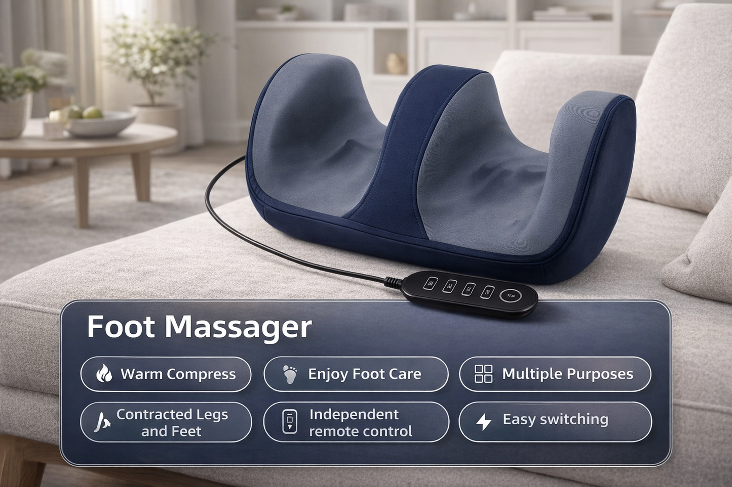 Velora Heated Shiatsu Foot Massager with Deep Kneading & Heat – UK Plug